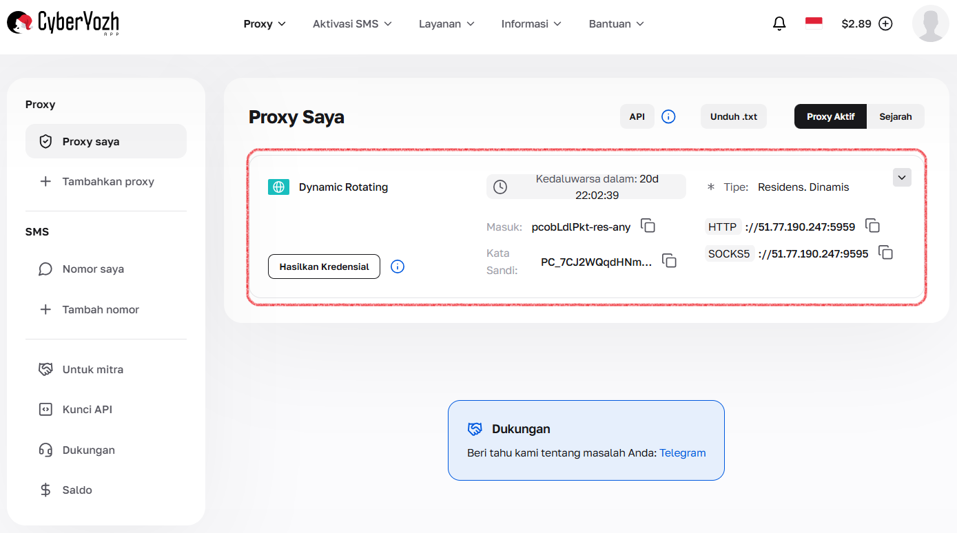 Screenshot antarmuka platform CyberYozh App