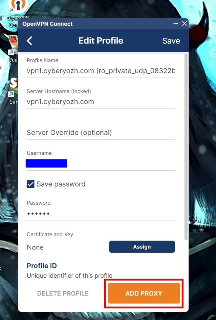 Add proxy on Open VPN