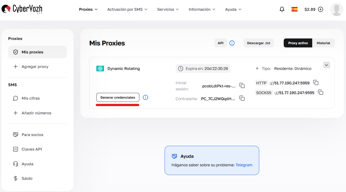 Acceso a la interfaz de creación de configuraciones y parámetros de conexión