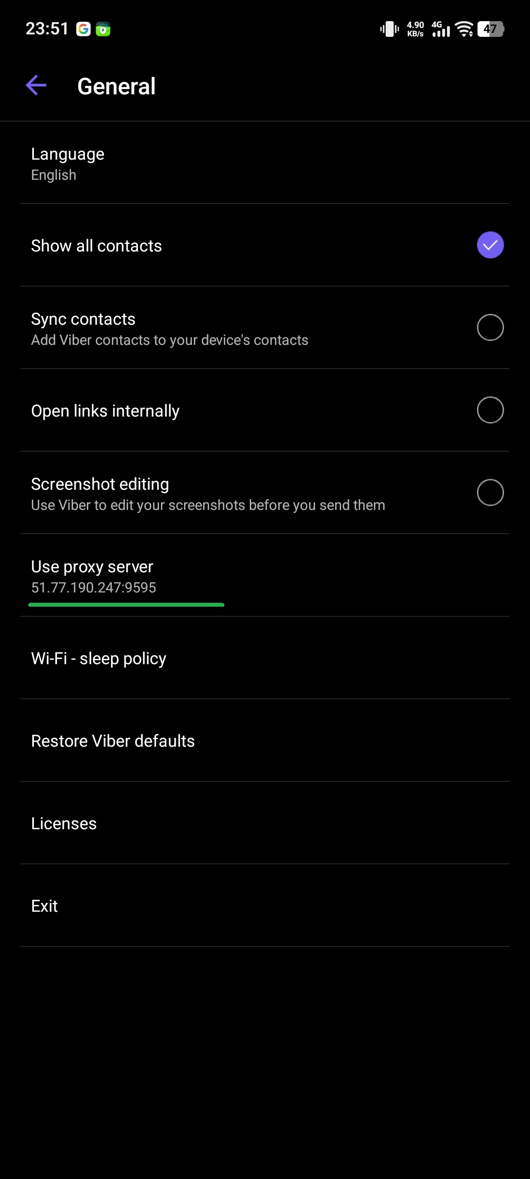 Successful connection indicator (IP address displayed instead of 'None').