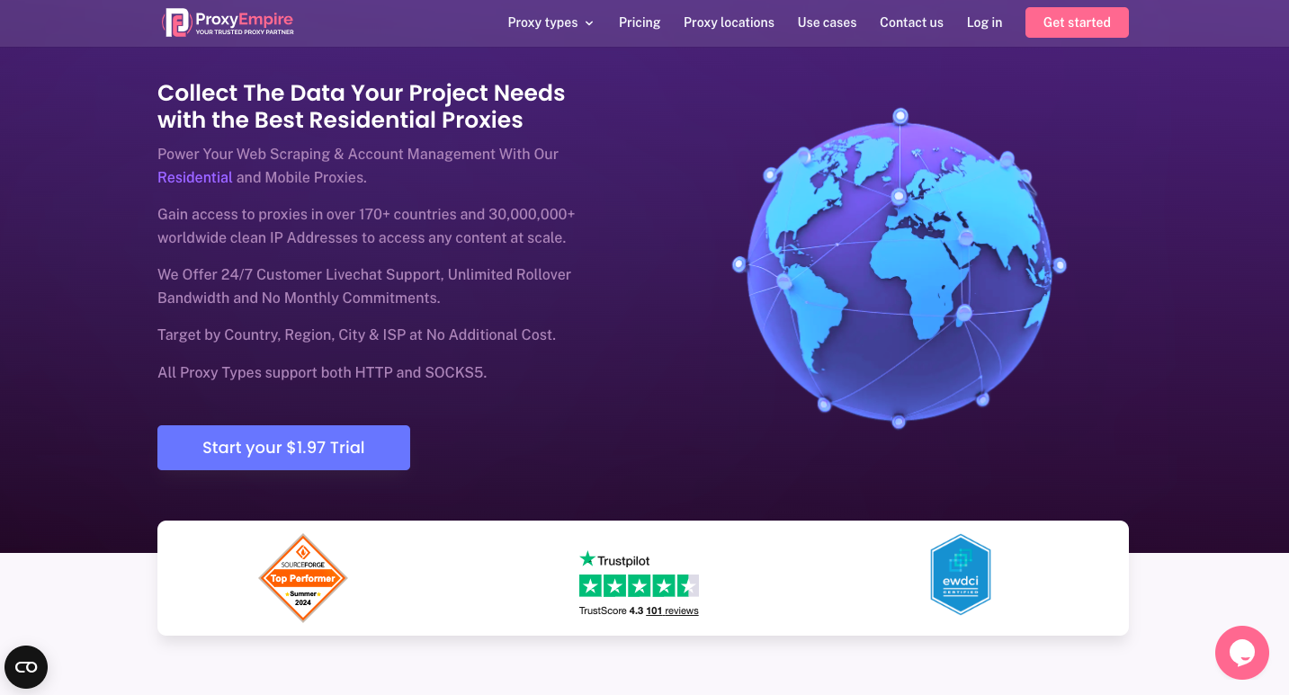 ProxyEmpire homepage